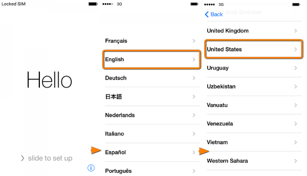 select language and country