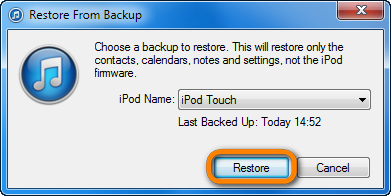 restore iphone from itunes