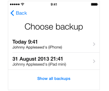 choose icloud backup