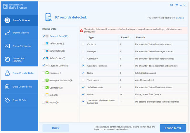 erase private iphone data