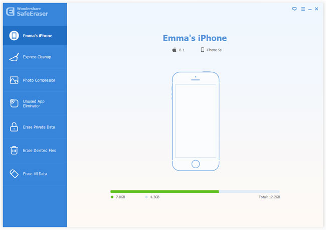 ios data eraser for iphone interface