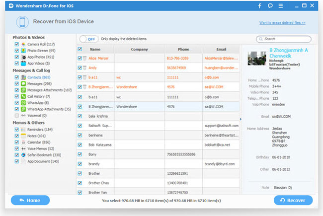 extract iphone contacts