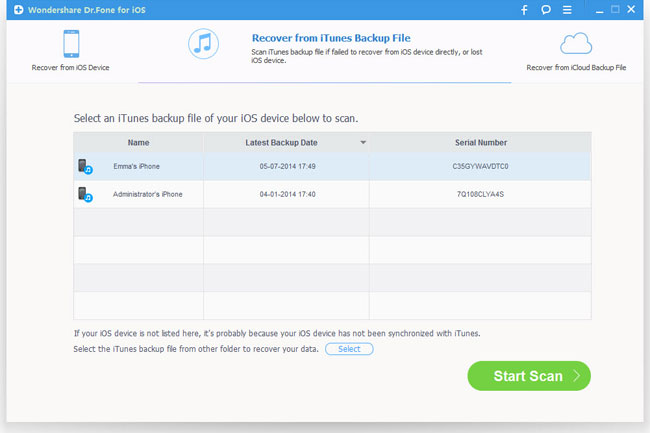 choose itunes backup