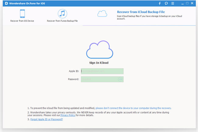 sign in iCloud account